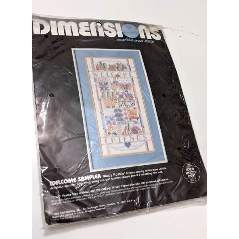 Dimensions Counted Cross Stitch 10x20 Welcome Sampler 3656 Vintage 1988‎